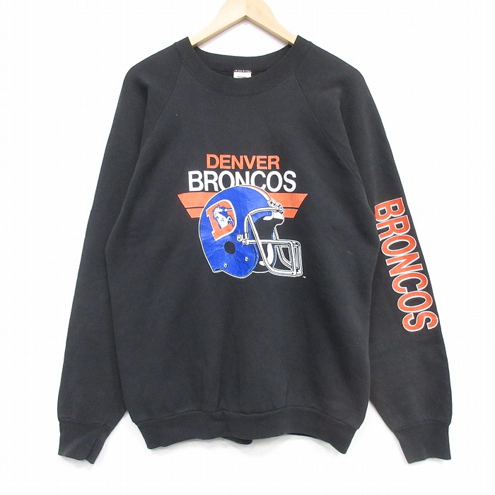 フルーツオブザルーム 80s 長袖スウェット NFL デンバーブロンコス ラグラン ブラック L | 古着