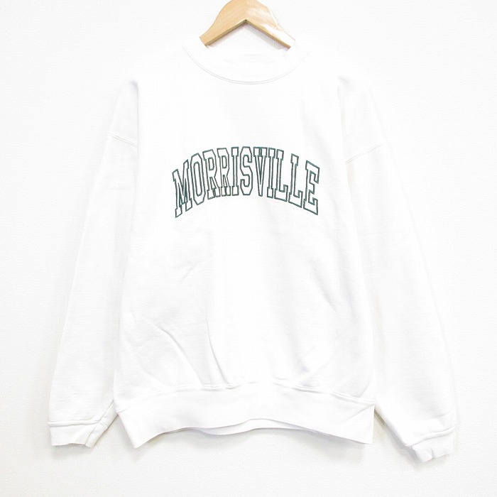 ジャージーズ 90s 長袖スウェット MORRISVILLE刺繍 ホワイト XL | 古着