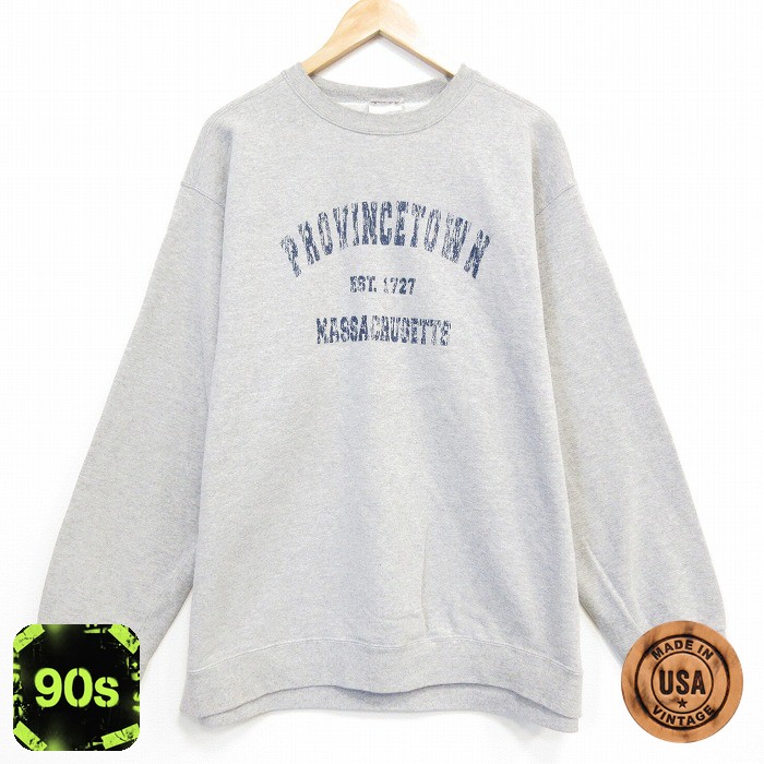 【20%OFF】90s 長袖スウェット マサチューセッツ グレー メンズXL相当 | 古着