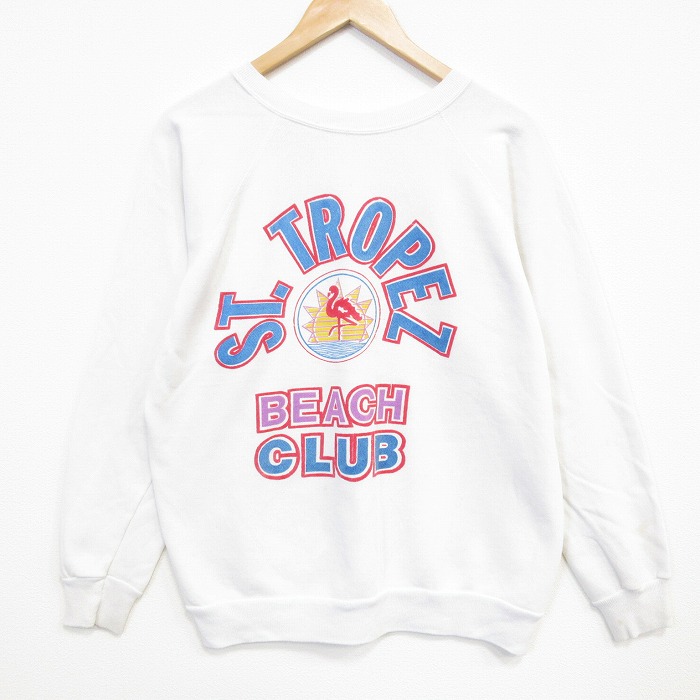 80s 長袖スウェット フラミンゴ ホワイト M | 古着