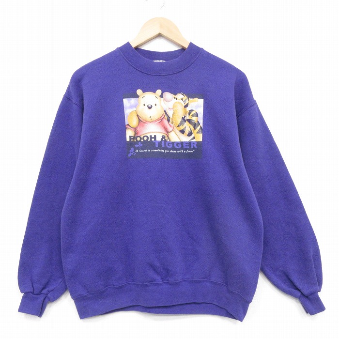 00s 長袖スウェット くまのプーさん パープル M | 古着