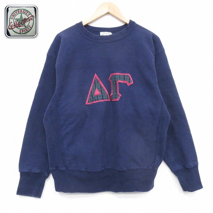 【20%OFF】ギリシャ文字 90s 長袖スウェット リバースタイプ ネイビー メンズXL相当 | 古着