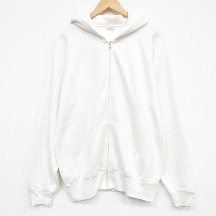 90s ラグラン長袖スウェット 無地 ホワイト XL | 古着