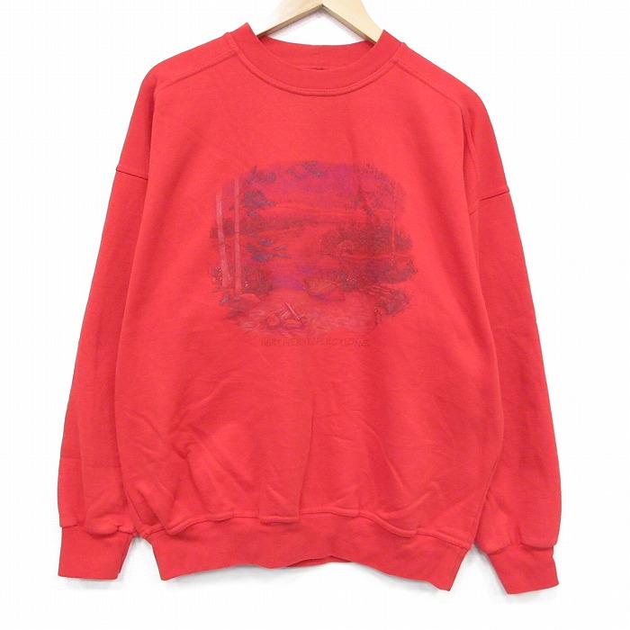 NORTHERN REFLECTIONS 00s 長袖スウェット 湖 レッド L | 古着