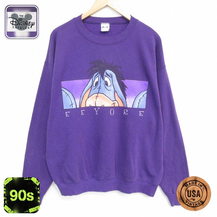 【20%OFF】ディズニー 90s 長袖スウェット くまのプーさんイーヨー パープル メンズXL相当 | 古着