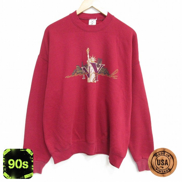 【20%OFF】ニューヨーク 90s 長袖スウェット バーガンディ メンズXL相当 | 古着