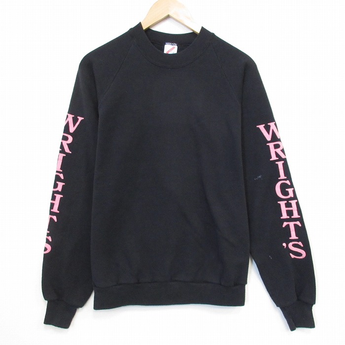 80s ラグランスウェット WRIGHTS ブラック M | 古着