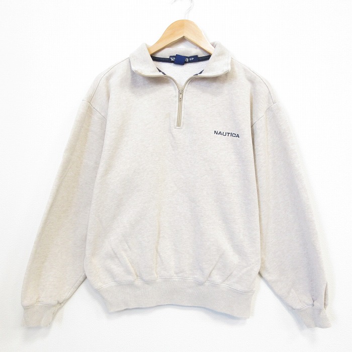 ノーティカ 90s 長袖スウェット ワンポイントロゴ ベージュ L | 古着