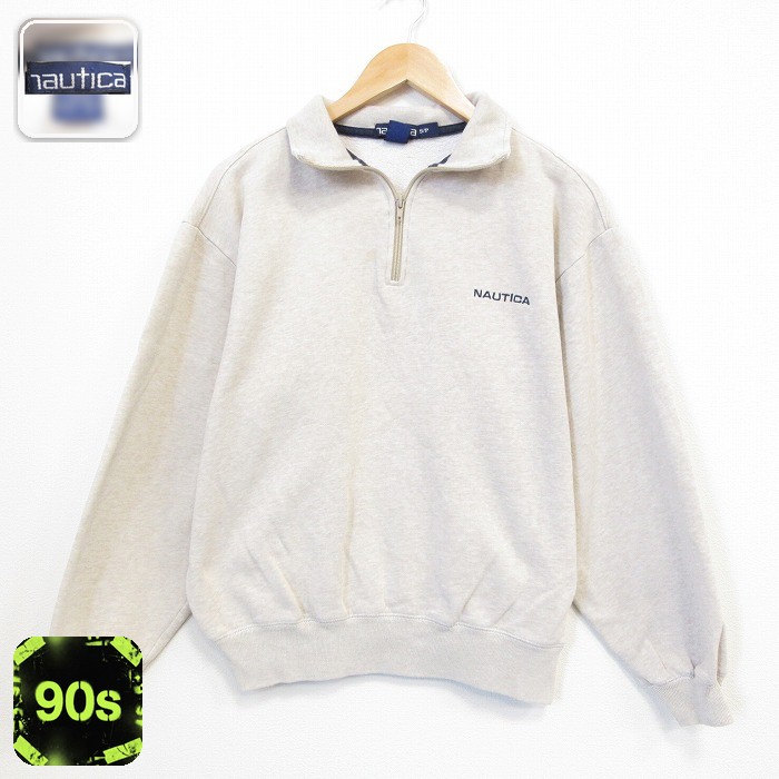 【20%OFF】ノーティカ 90s 長袖スウェット ワンポイントロゴ ベージュ メンズL相当 | 古着