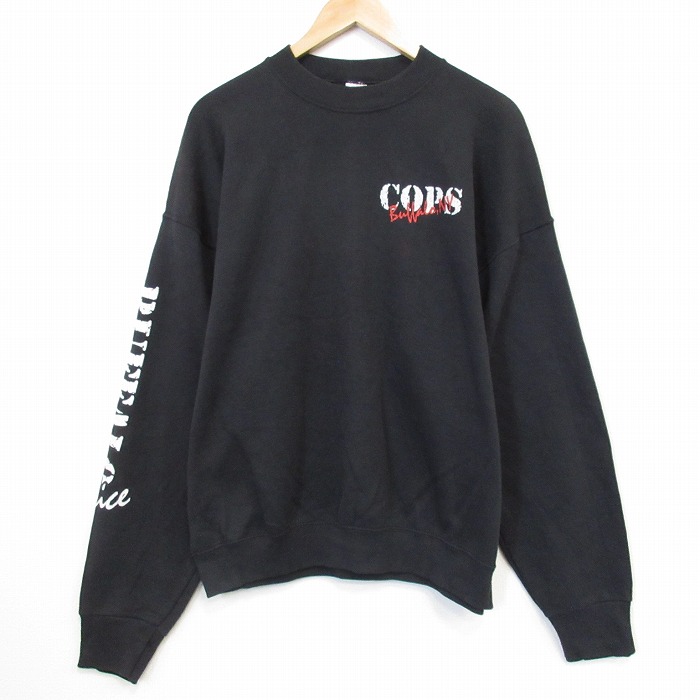 フルーツオブザルーム 90s 長袖スウェット COPS ブラック XL | 古着