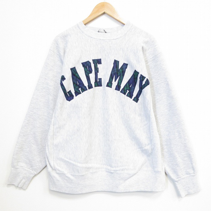 XL★古着 長袖 スウェット メンズ 90年代 90s CAPE MAY リバースタイプ クルーネック グレー 霜降り 26may26