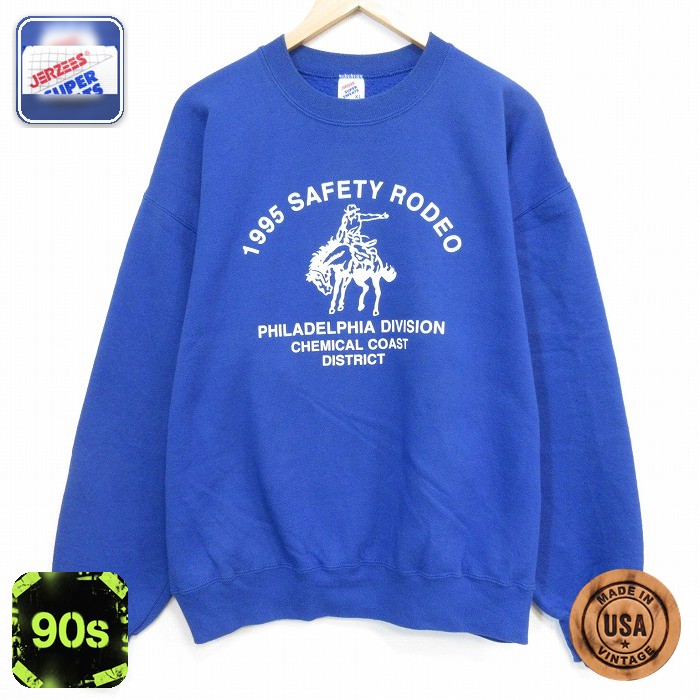 【20%OFF】90s 長袖スウェット ロデオ ブルー メンズXL相当 | 古着