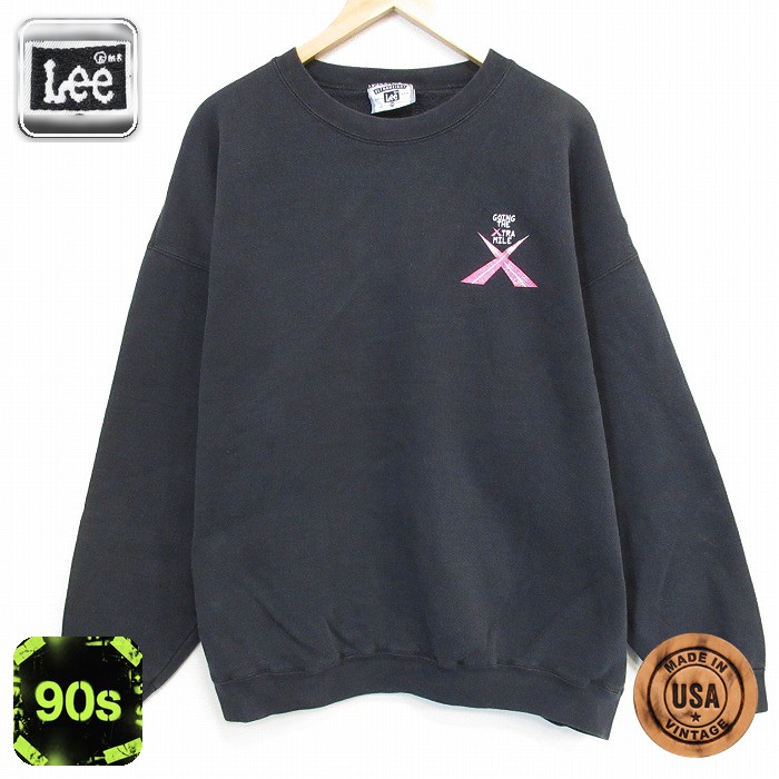 【20%OFF】リー 90s 長袖スウェット GOING ブラック メンズXL相当 | 古着