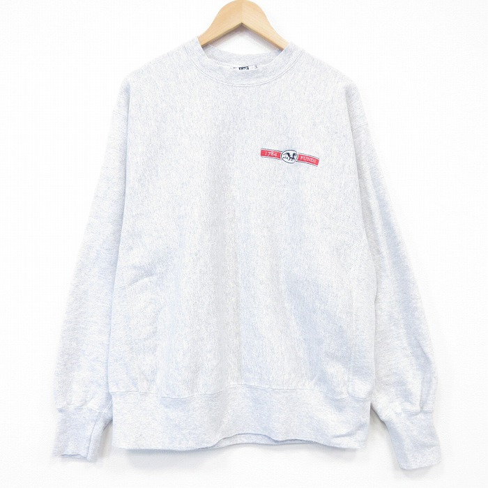 XL★古着 リー Lee 長袖 スウェット メンズ 90年代 90s 鳥 リバースタイプ 大きいサイズ クルーネック USA製 グレー 霜降り【spe】 26may27