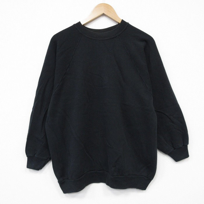 00s ラグランスウェット ブラック XL | 古着