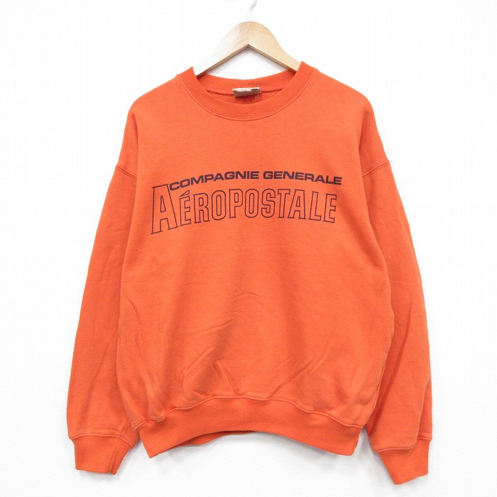 エアロポステール 90s 長袖スウェット ビッグロゴ オレンジ XL | 古着