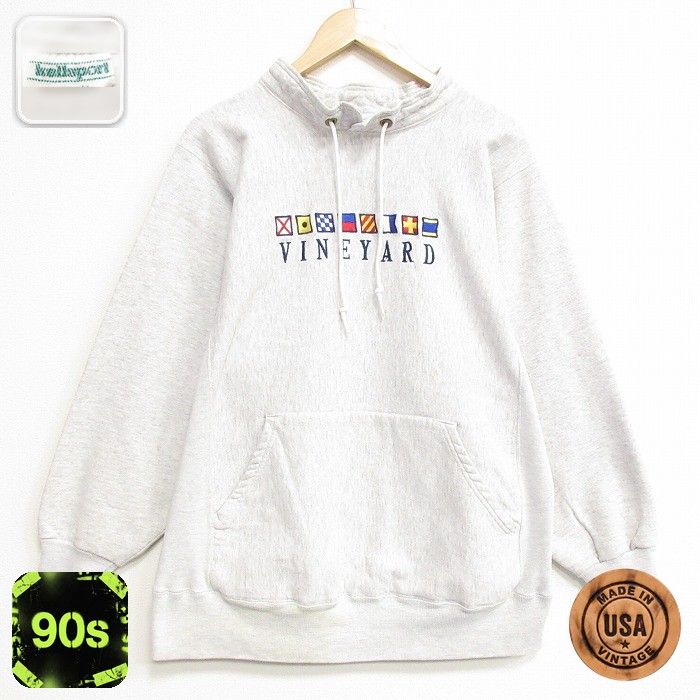 【20%OFF】ケルスポーツ 90s 長袖スウェット VINEYARD刺繍 グレー メンズXL相当 | 古着