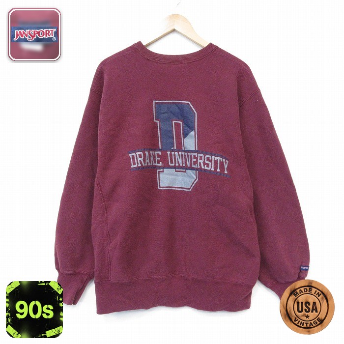 【20%OFF】ジャンスポーツ 90s 長袖スウェット DRAKE カレッジ バーガンディ メンズXL相当 | 古着