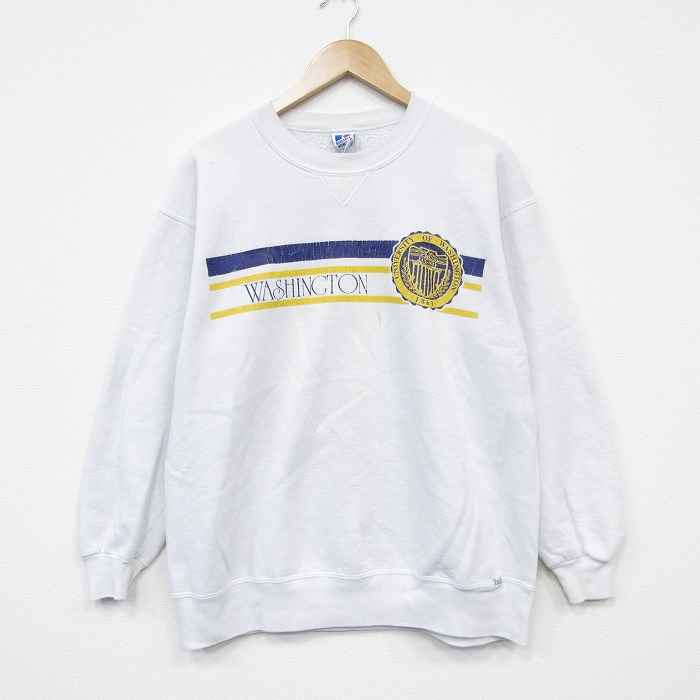 ラッセル 90s 長袖スウェット ワシントンカレッジ ホワイト L | 古着
