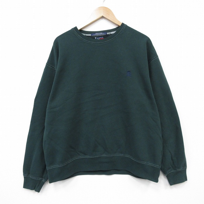 トミーヒルフィガー 90s 長袖スウェット ワンポイントロゴ グリーン XL | 古着