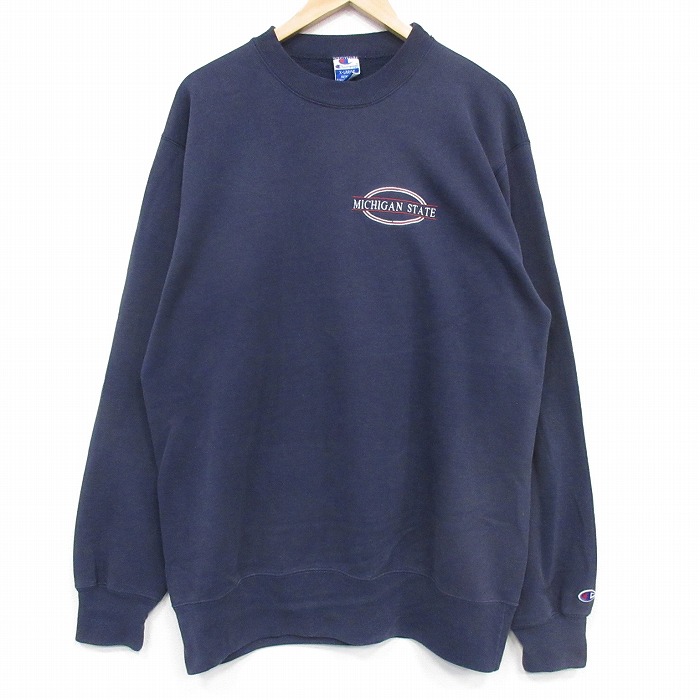 チャンピオン 90s 長袖スウェット ミシガン ネイビー L | 古着