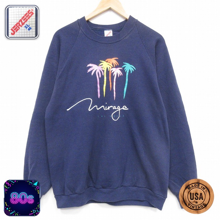 【20%OFF】80s ラグランスウェット ラスベガス ネイビー メンズM相当 | 古着