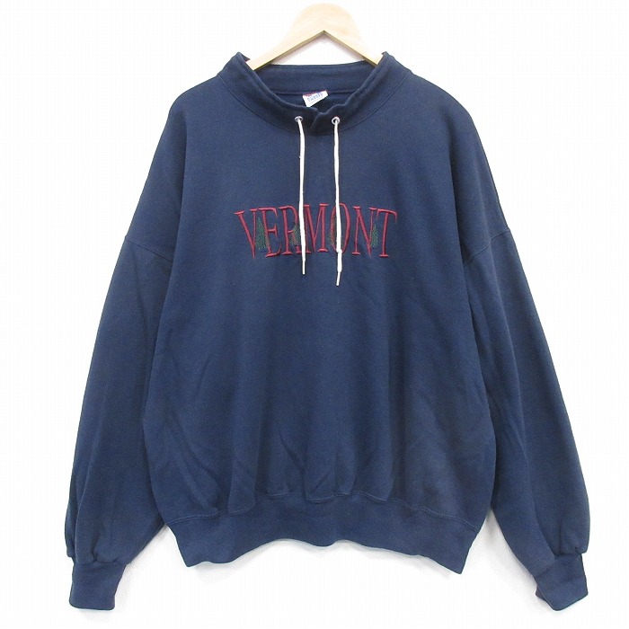 バーモント 90s 長袖スウェット 刺繍 ネイビー XL | 古着