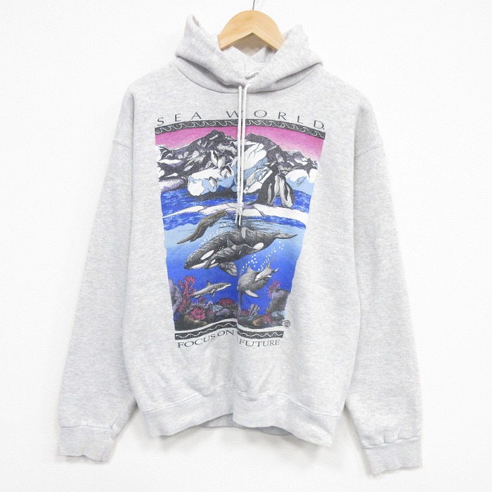 TULTEX 90s 長袖スウェットパーカー シャチ グレー メンズL相当 | 古着