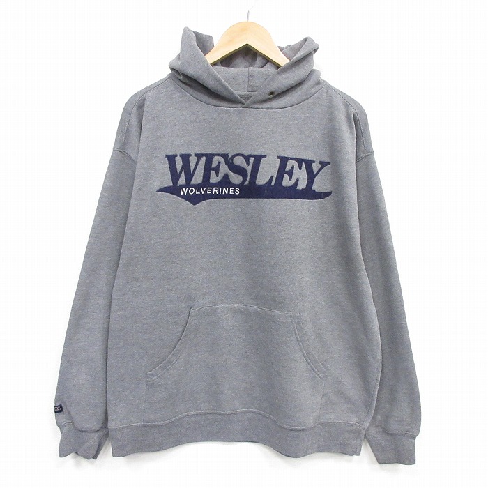 ジャンスポーツ 00s 長袖パーカー WESLEY刺繍 グレー XL | 古着