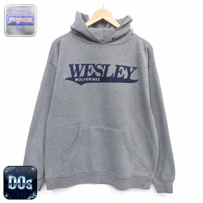 【20%OFF】ジャンスポーツ 00s 長袖パーカー WESLEY刺繍 グレー メンズXL相当 | 古着