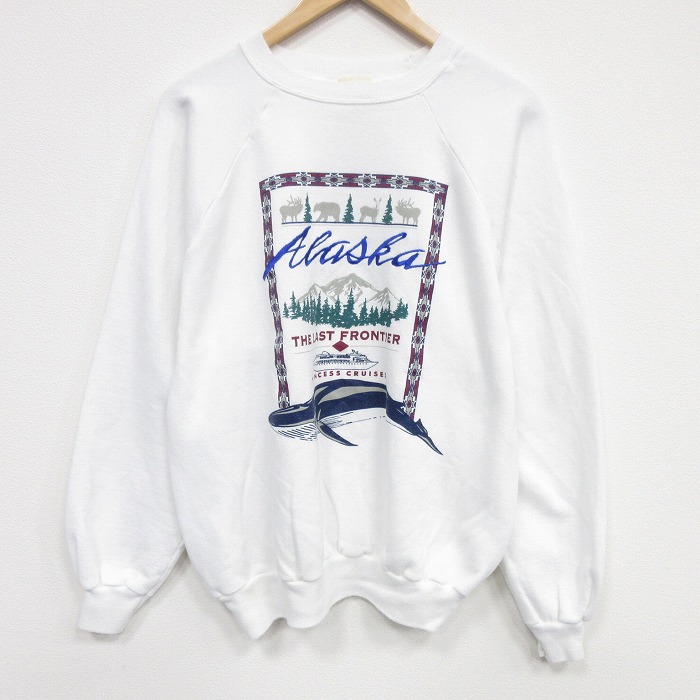 90s ラグランスウェット アラスカ ホワイト L | 古着