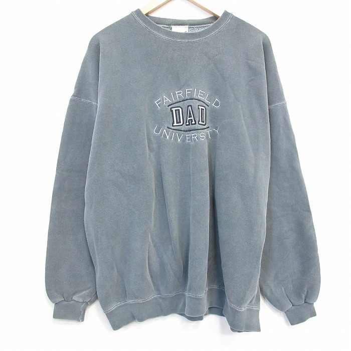 90s 長袖スウェット DADカレッジ刺繍 カーキ XL | 古着