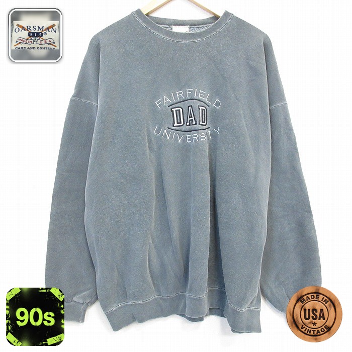 【20%OFF】90s 長袖スウェット DADカレッジ刺繍 カーキ メンズXL相当 | 古着