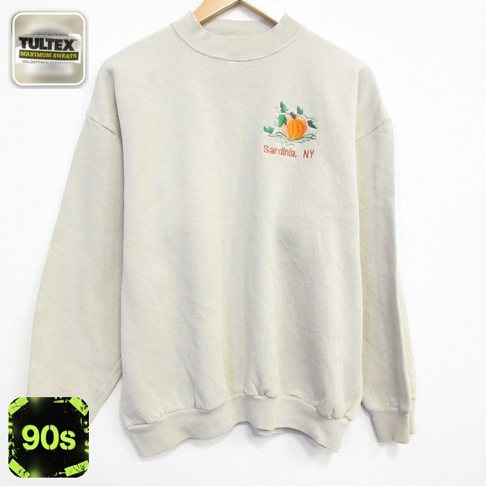 【20%OFF】90s 長袖スウェット カボチャ ベージュ メンズL相当 | 古着