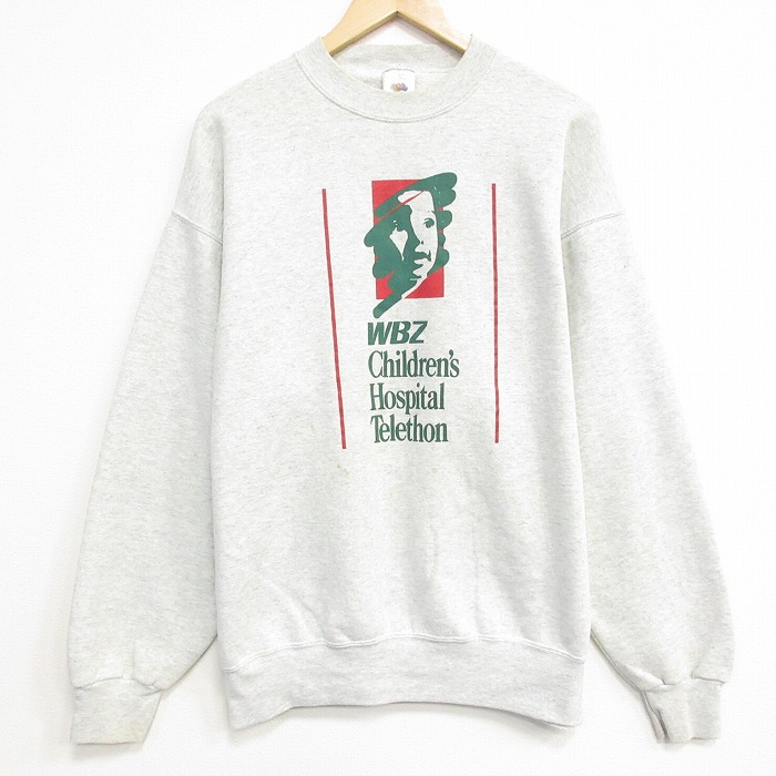 XL★古着 フルーツオブザルーム 長袖 スウェット メンズ 90年代 90s WBZ クルーネック USA製 グレー 霜降り 26jun04