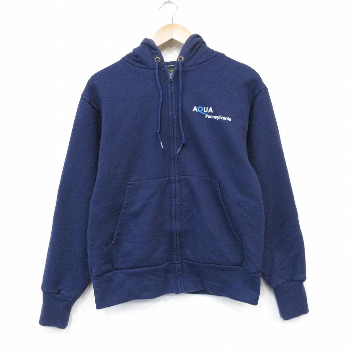 M★古着 キャンバー 長袖 フルジップ スウェット パーカー メンズ 90年代 90s ペンシルベニア USA製 ネイビー 内側サーマル【spe】 26jun09