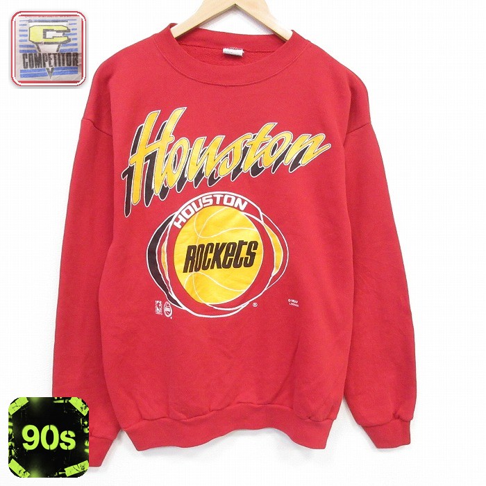 【20%OFF】NBA ヒューストンロケッツ 90s 長袖スウェット バスケットボール レッド メンズM相当 | 古着