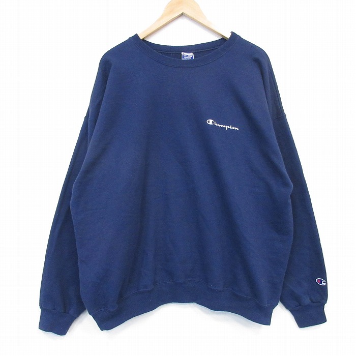 90s 長袖スウェット ワンポイントロゴ ネイビー メンズXL相当 | 古着