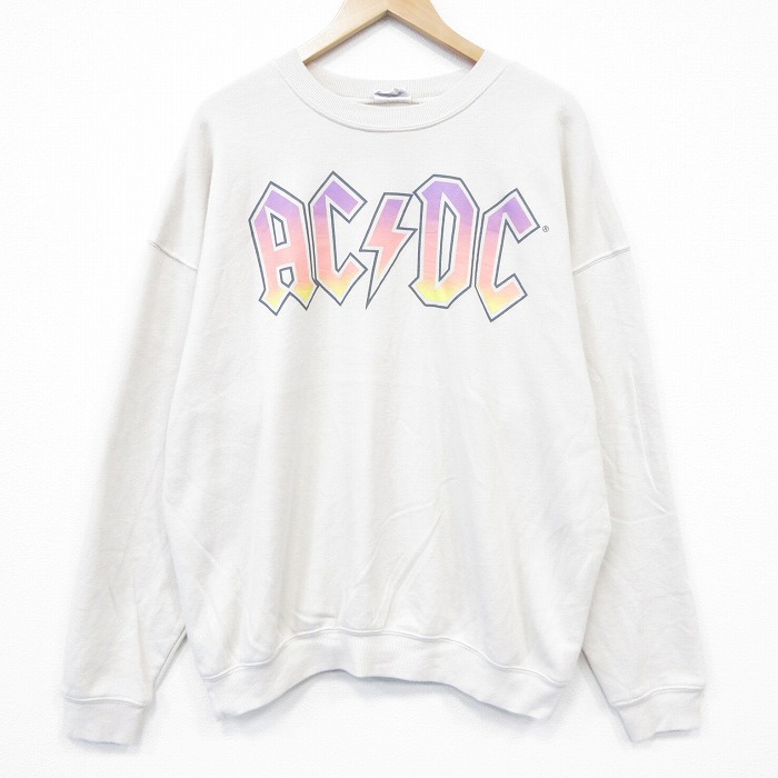 AC/DC 長袖スウェット AC/DCプリント ベージュ メンズXL相当 | 古着