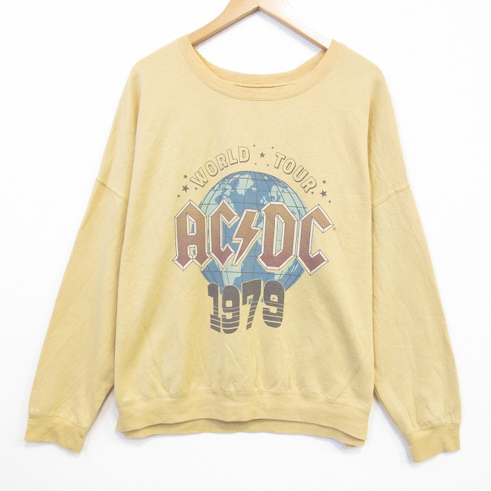 AC/DC 長袖スウェット AC/DCプリント イエロー メンズXL相当 | 古着