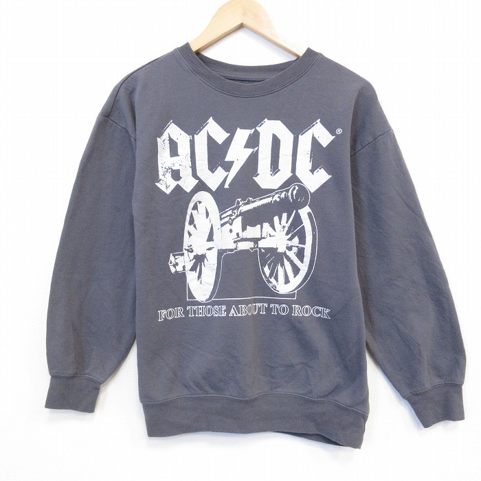AC/DC 長袖スウェット AC/DCプリント グレー メンズM相当 | 古着