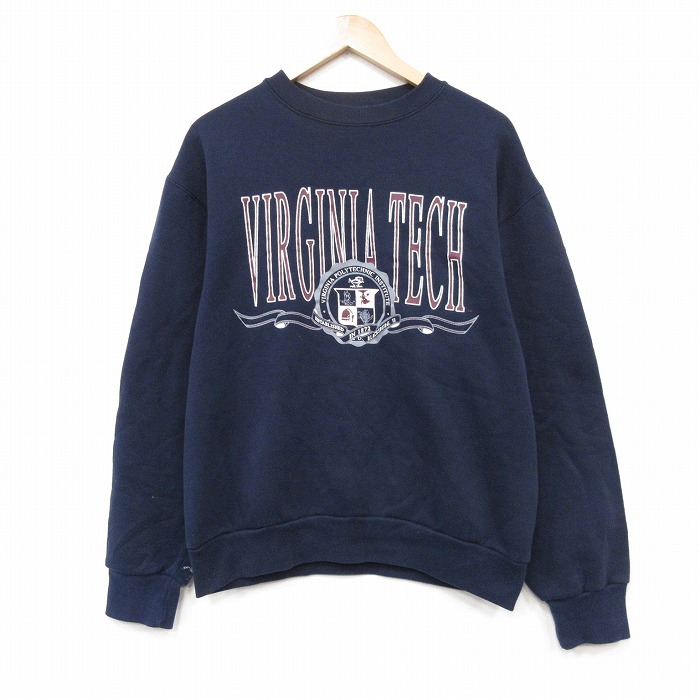 ジャンスポーツ 90s 長袖スウェット バージニアテック ネイビー メンズM相当 | 古着