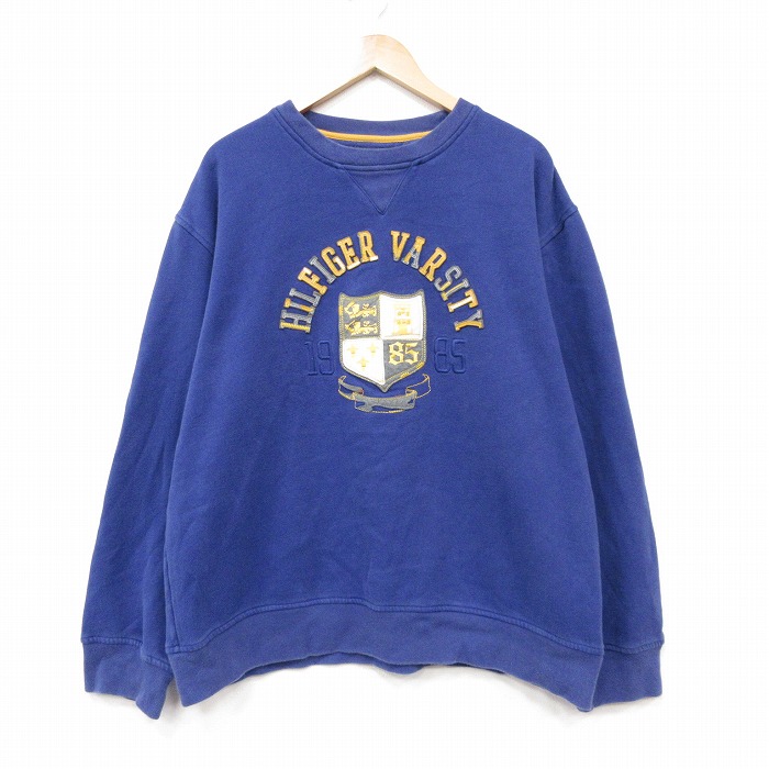 トミーヒルフィガー 長袖スウェット VARSITY ブルー メンズXL相当 | 古着