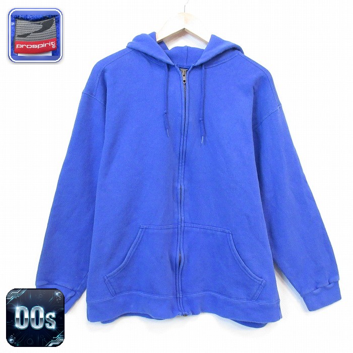 【20%OFF】00s 長袖フルジップスウェット 無地 ブルー メンズXL相当 | 古着
