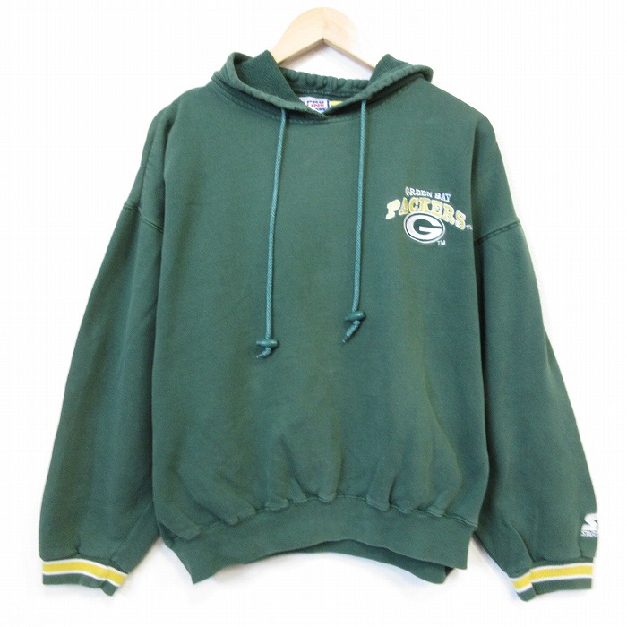 スターター 90s 長袖パーカー NFL グリーンベイペッカーズ グリーン メンズXL相当 | 古着