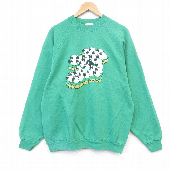 ブラーニー 90s 長袖スウェット ヒツジラグラン グリーン メンズL相当 | 古着
