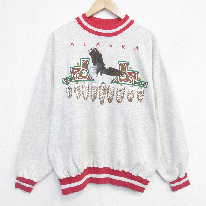 アラスカ 90s 長袖スウェット 鳥 グレー メンズXL相当 | 古着