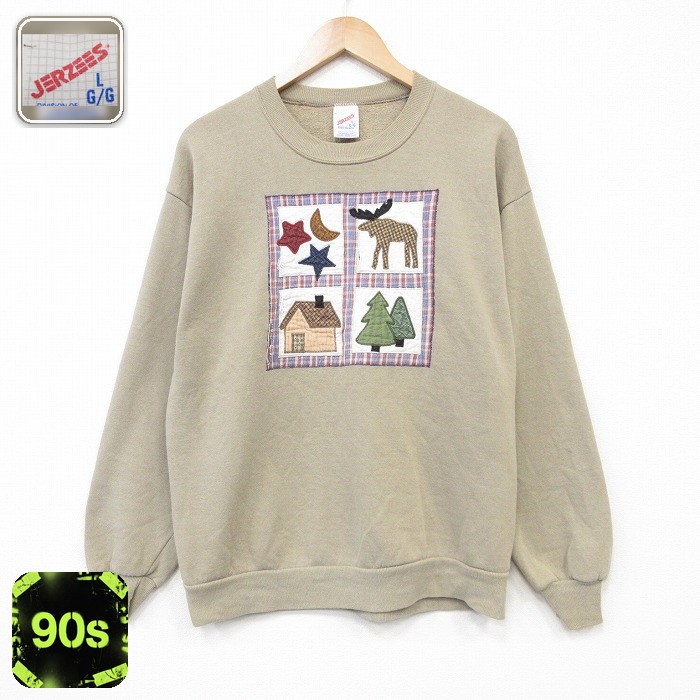 90s 長袖スウェット 家 ベージュ メンズM相当 | 古着