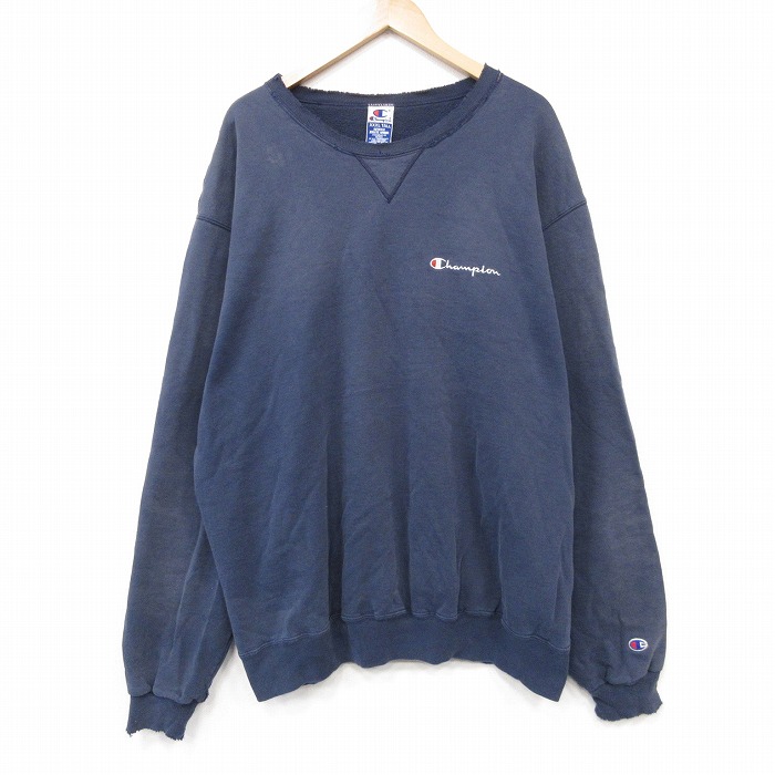 チャンピオン 90s 長袖スウェット ワンポイントロゴ ネイビー メンズXL相当 | 古着