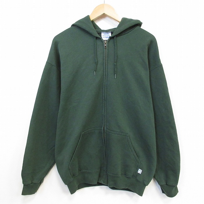 ディスカス 90s 長袖フルジップスウェット 無地 グリーン メンズL相当 | 古着